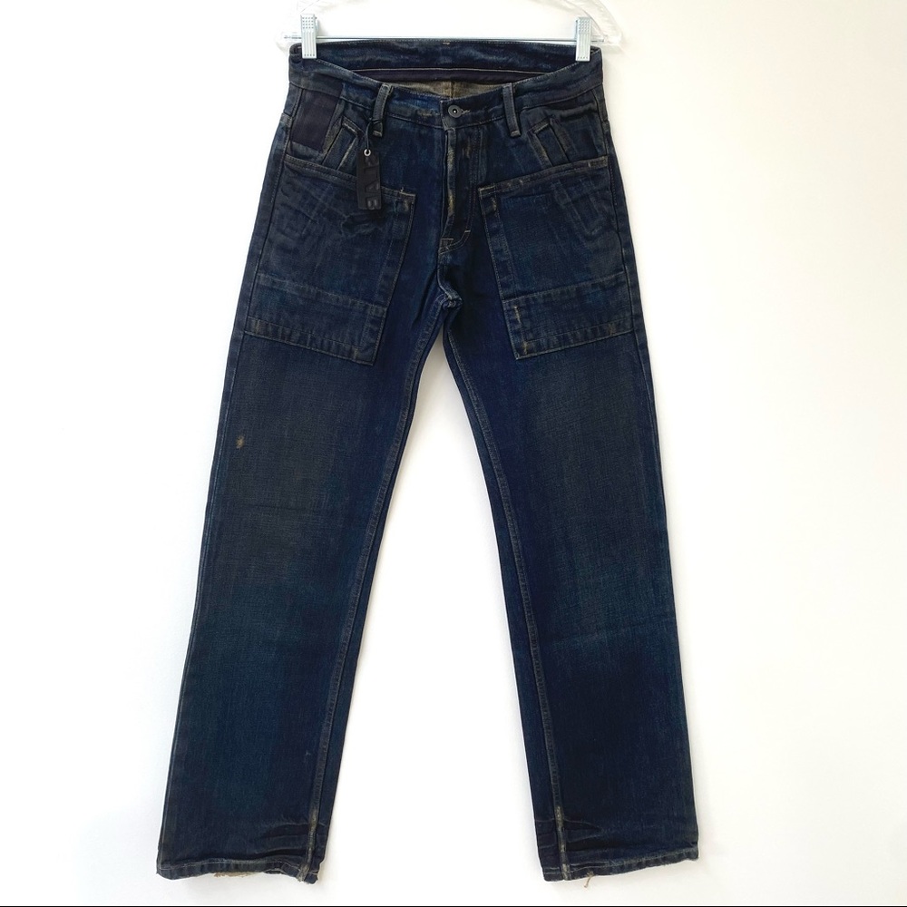 Mens Rick Owens 2014 Slab distressed straight leg jeans style# mkd2014